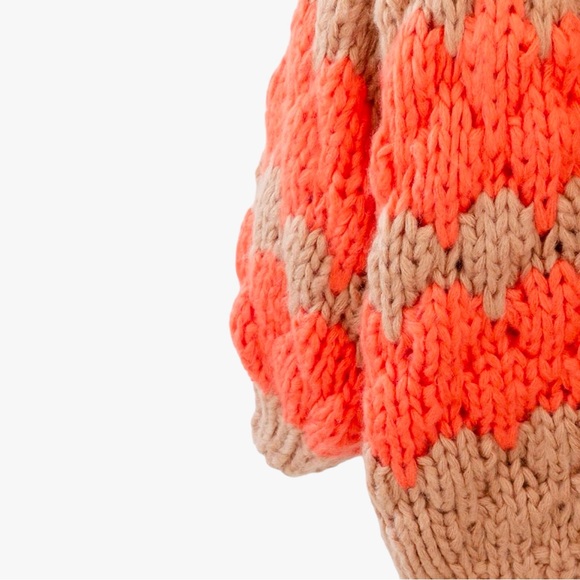 THE CASHMERE PROJECT Hand Knit Chevron Open Front Chunky Sweater Cardigan - Picture 3 of 7